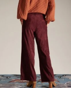 The Wine Red High Waisted Straight Pants -Outlet Dress Mix Up Store the high waisted suede straight pants bottoms j3k2k1