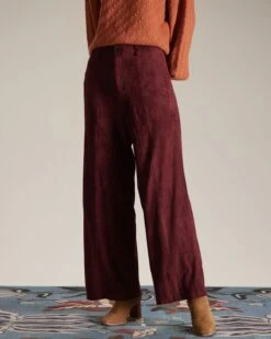 The Wine Red High Waisted Straight Pants -Outlet Dress Mix Up Store the high waisted suede straight pants bottoms z41zus