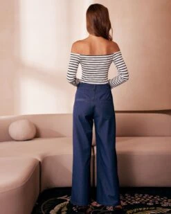 The Blue High Waisted Wide Leg Faux Jeans -Outlet Dress Mix Up Store the high waisted wide leg faux jeans bottoms 8yicet 593529