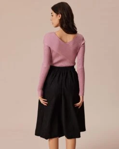 The Black Irregular Hem A-Line Midi Skirt -Outlet Dress Mix Up Store the irregular hem a line skirt bottoms tn9y8q 556317