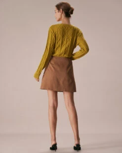 The Khaki Contrast Trim Button Mini Skirt -Outlet Dress Mix Up Store the khaki contrast trim mini skirt bottoms ubkka6