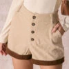 The Khaki High Waisted Button Corduroy Shorts