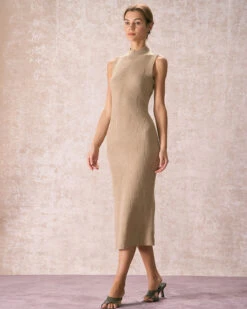 The Khaki Mock Neck Sweater Midi Dress 10 The Khaki Mock Neck Sweater Midi Dress -Outlet Dress Mix Up Store the khaki mock neck sleeveless sweater dress dresses dnixg1