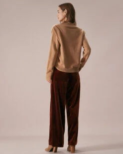 The Khaki V Neck Overlapping Ribbed Sweater -Outlet Dress Mix Up Store the khaki overlapping v neck sweater tops c3nljz