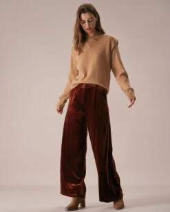 The Khaki V Neck Overlapping Ribbed Sweater -Outlet Dress Mix Up Store the khaki overlapping v neck sweater tops knxnou