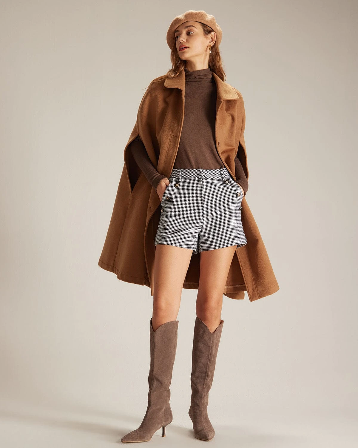 The Khaki Lapel Neck Single Breasted Cape 2 The Khaki Lapel Neck Single Breasted Cape - Image 2