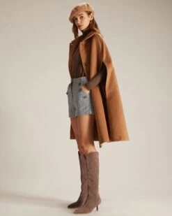 The Khaki Lapel Neck Single Breasted Cape 9 The Khaki Lapel Neck Single Breasted Cape -Outlet Dress Mix Up Store the khaki single breasted cape outerwear zlgh1k