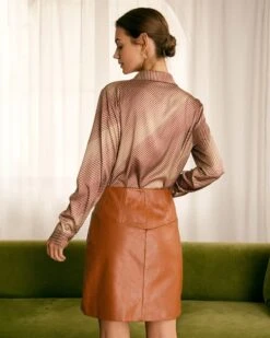 The Khaki Striped Vintage Satin Shirt 9 The Khaki Striped Vintage Satin Shirt -Outlet Dress Mix Up Store the khaki striped satin shirt tops 5iur3t