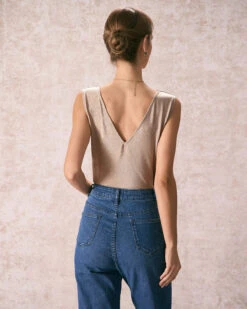 The Khaki Round Neck V-Back Tank Top -Outlet Dress Mix Up Store the khaki v back tank top tops lx20nc