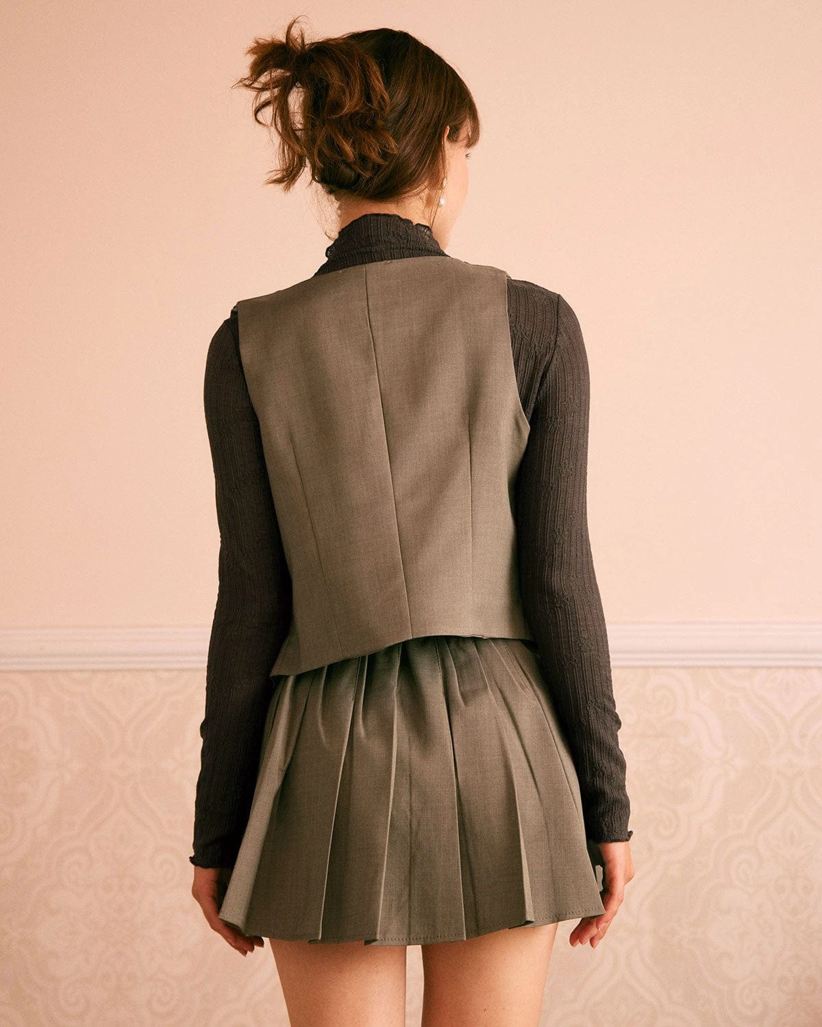 The Khaki V Neck Sleeveless Button Vest 5 The Khaki V Neck Sleeveless Button Vest - Image 5