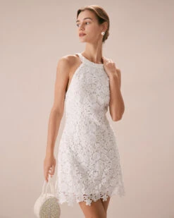 The White Halter Lace Sheath Mini Dress 8 The White Halter Lace Sheath Mini Dress -Outlet Dress Mix Up Store the lace halter mini dress dresses uifcsl