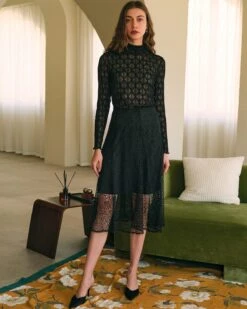 The Solid Sheer Mesh Long Sleeve Tee -Outlet Dress Mix Up Store the lace sheer mesh top tops ehq3uz