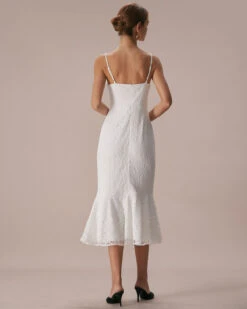 The White Lace Ruffle Slip Mermaid Midi Dress -Outlet Dress Mix Up Store the lace slip mermaid dress dresses qro5tc