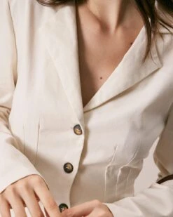 The Beige Lapel Button A Line Mini Dress -Outlet Dress Mix Up Store the lapel button up long sleeve dress dresses kunemc