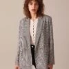 The Coffee Lapel Houndstooth Button Blazer