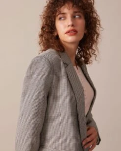 The Coffee Lapel Houndstooth Button Blazer 8 The Coffee Lapel Houndstooth Button Blazer -Outlet Dress Mix Up Store the lapel houndstooth blazer outerwear n0a0gv 964059