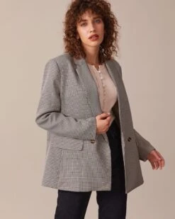 The Coffee Lapel Houndstooth Button Blazer 7 The Coffee Lapel Houndstooth Button Blazer -Outlet Dress Mix Up Store the lapel houndstooth blazer outerwear noukfy 935046