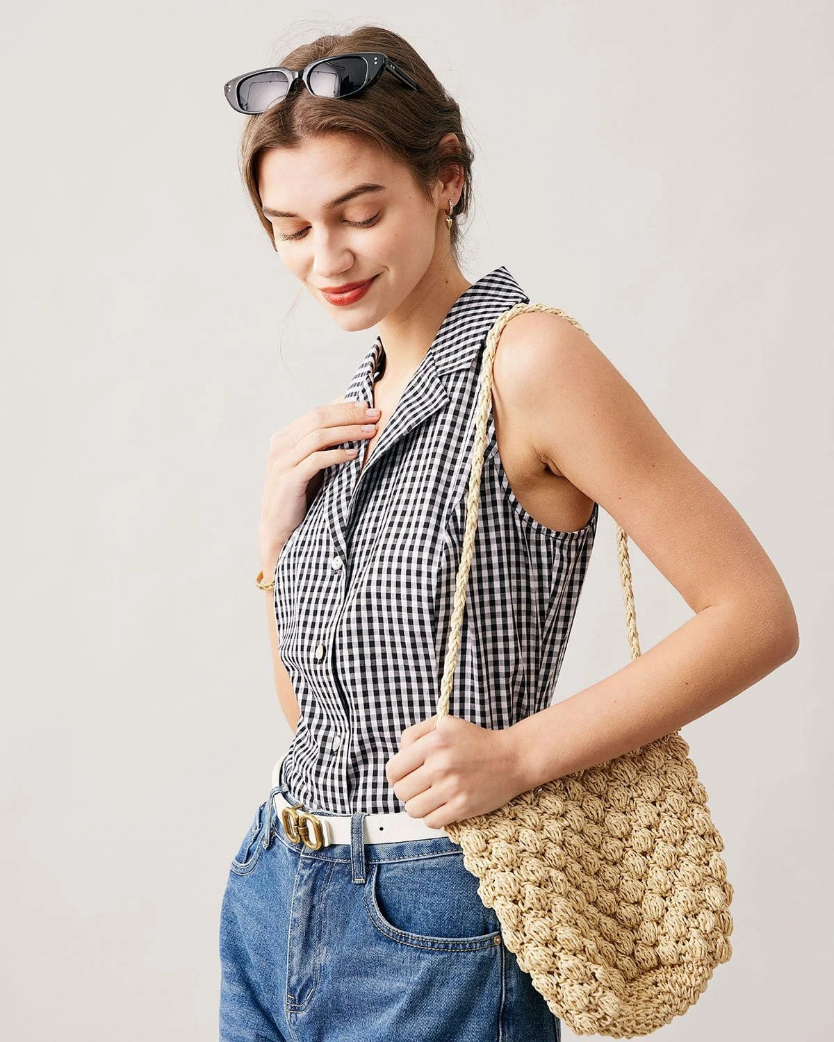 The Collared Button Up Sleeveless Plaid Vest 3 The Collared Button Up Sleeveless Plaid Vest - Image 3