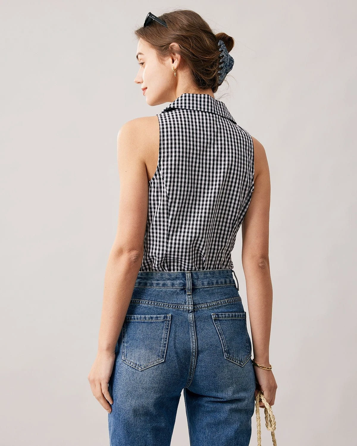 The Collared Button Up Sleeveless Plaid Vest 6 The Collared Button Up Sleeveless Plaid Vest - Image 6