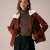 The Brown Lapel Colorblock Suede Jacket