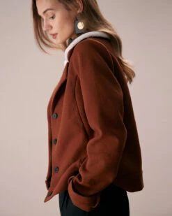 The Brown Lapel Colorblock Suede Jacket -Outlet Dress Mix Up Store the lapel pocket suede jacket outerwear itrsga