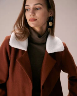 The Brown Lapel Colorblock Suede Jacket -Outlet Dress Mix Up Store the lapel pocket suede jacket outerwear ohwz6n