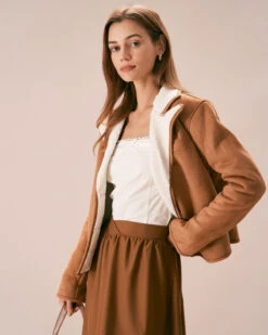 The Brown Lapel Single Breasted Suede Jacket -Outlet Dress Mix Up Store the lapel single breasted suede jacket outerwear gb76bw