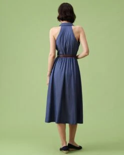 The Blue Lapel Tunic Sleeveless Midi Dress -Outlet Dress Mix Up Store the lapel tunic midi dress dresses snoy1j