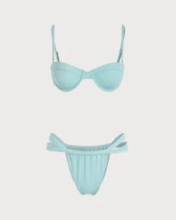 The Light Blue Underwire Ribbed Bikini Set -Outlet Dress Mix Up Store the light blue underwire ribbed bikini set bikinis hsk5da 493651