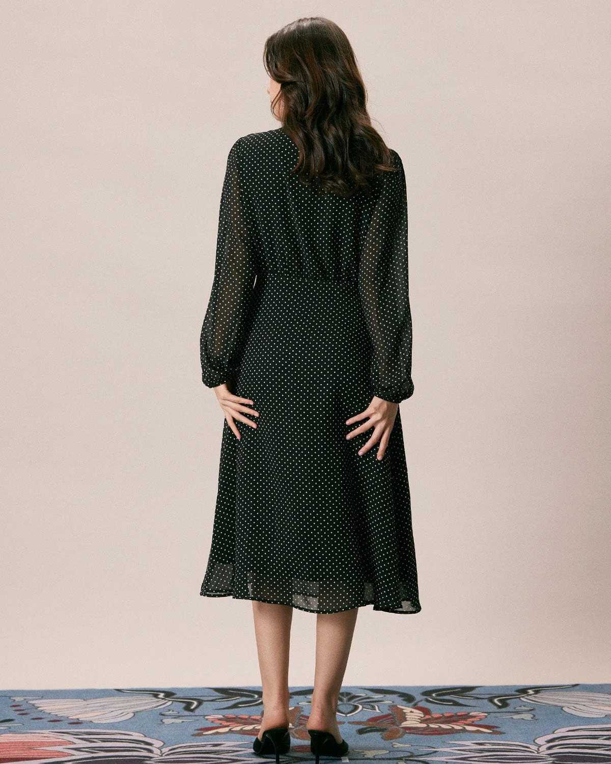 The Black Mock Neck Polka Dot Midi Dress 5 The Black Mock Neck Polka Dot Midi Dress - Image 5