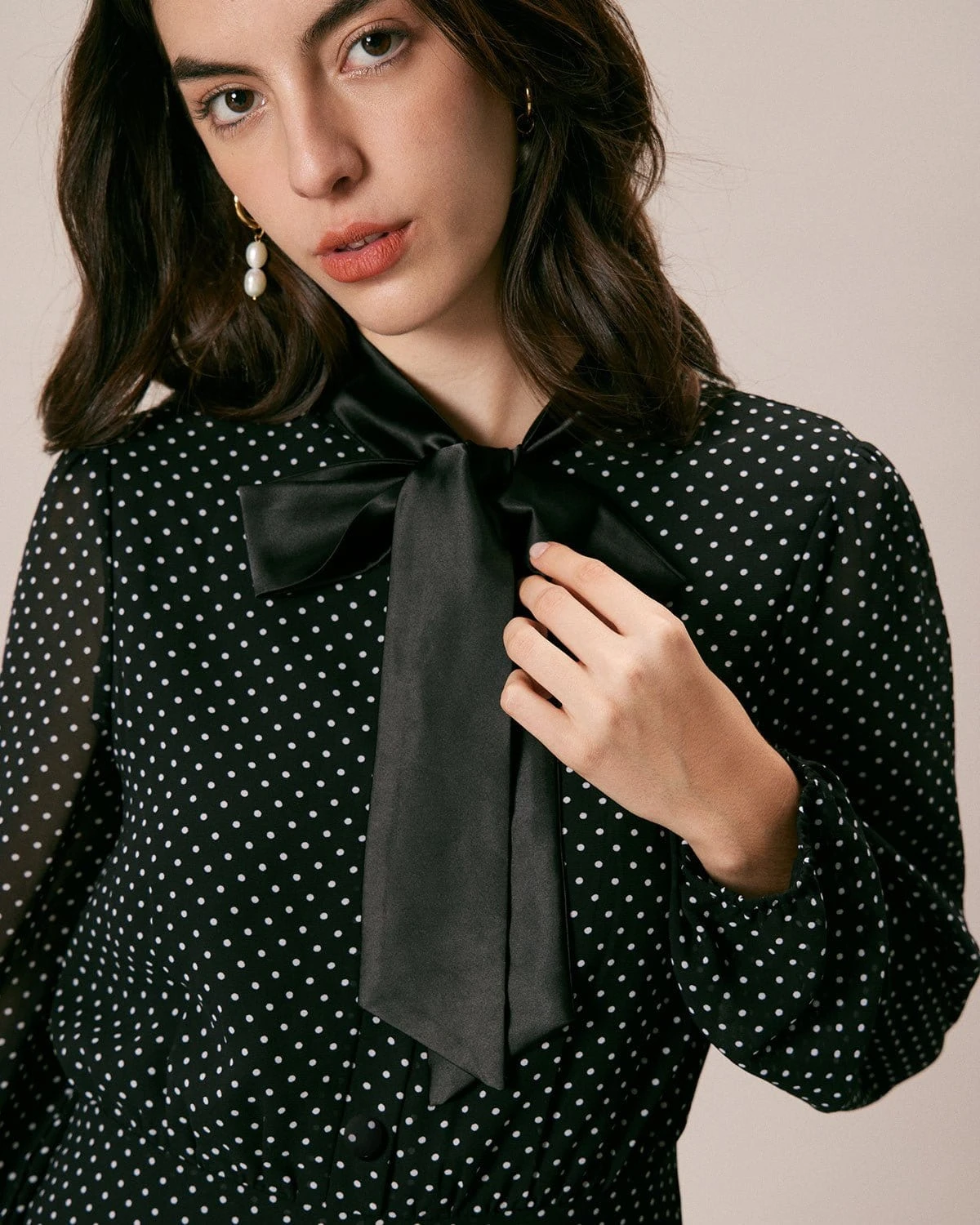 The Black Mock Neck Polka Dot Midi Dress 2 The Black Mock Neck Polka Dot Midi Dress - Image 2