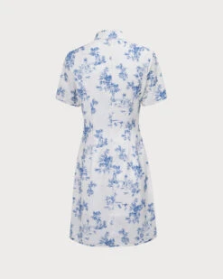 The Blue Mandarin Collar Floral Cheongsam -Outlet Dress Mix Up Store the mandarin collar blue floral cheongsam dresses ytnakh