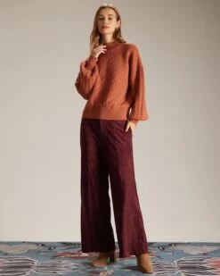 The Orange Mock Neck Drop Shoulder Sweater -Outlet Dress Mix Up Store the mock neck drop shoulder sweater tops grypus