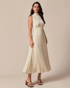 The Apricot Mock Neck Polka Dot Maxi Dress -Outlet Dress Mix Up Store the mock neck polka dot dress dresses ioxwql 374126