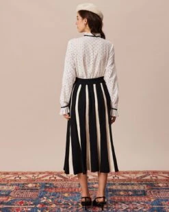 The White Mock Neck Polka Dot Cutout Blouse -Outlet Dress Mix Up Store the mock neck ruffle trim blouse tops ry0vyo 331217