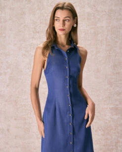 The Navy Shirt Collar Button Front Mini Dress -Outlet Dress Mix Up Store the navy button front mini dress dresses slmirw