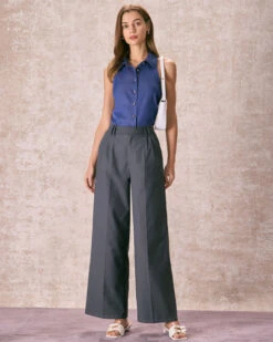 The Navy Button Front Sleeveless Shirt -Outlet Dress Mix Up Store the navy button front sleeveless shirt tops 1oelq7