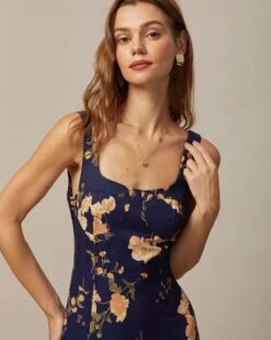 The Navy Sweetheart Neck Floral Maxi Dress -Outlet Dress Mix Up Store the navy floral backless maxi dress dresses 6xowi2 415425