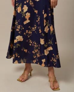 The Navy Sweetheart Neck Floral Maxi Dress -Outlet Dress Mix Up Store the navy floral backless maxi dress dresses mwsbqt 736250