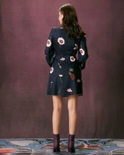 The Navy V Neck Floral Tie Wrap Mini Dress -Outlet Dress Mix Up Store the navy floral wrap mini dress dresses qz3dfs 147923
