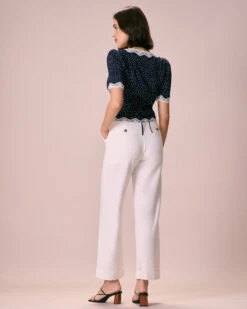 The Navy Polka Dot Lace Puff Sleeve Blouse -Outlet Dress Mix Up Store the navy polka dot lace blouse tops vcgzod