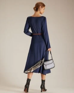 The Navy Sweetheart Neck Button Midi Dress -Outlet Dress Mix Up Store the navy sweetheart neck single breasted midi dress dresses bjwgls