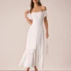 The White Off The Shoulder Ruffle Maxi Dress