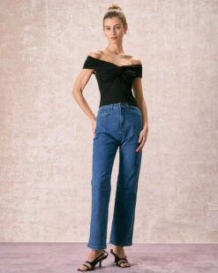 The Black Off The Shoulder Twist Tee -Outlet Dress Mix Up Store the off the shoulder twist tee tops jnxl1t