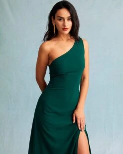 The Green One Shoulder Sleeveless Maxi Dress 7 The Green One Shoulder Sleeveless Maxi Dress -Outlet Dress Mix Up Store the one shoulder slit maxi dress dresses k87ewc 514101
