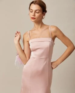 The Pink Bodycon Satin Cami Midi Dress -Outlet Dress Mix Up Store the pink sleeveless satin midi dress dresses 9hmv7w 184804