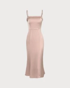 The Pink Bodycon Satin Cami Midi Dress -Outlet Dress Mix Up Store the pink sleeveless satin midi dress pink dresses tdkjpv 863140