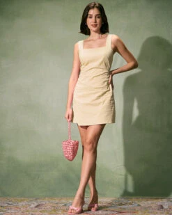 The Yellow Square Neck Ruched Slip Mini Dress -Outlet Dress Mix Up Store the pink square neck ruched mini dress dresses 0wivig 8626bddf 81c6 46ec bc3b e6da30310e3b