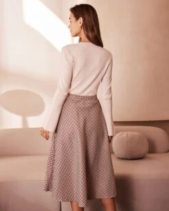 The Brown High Waisted Plaid Button Midi Skirt 12 The Brown High Waisted Plaid Button Midi Skirt -Outlet Dress Mix Up Store the plaid button midi skirt bottoms 1maomd