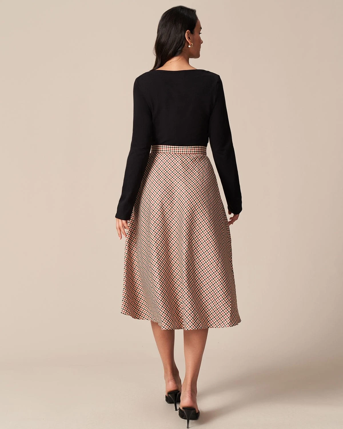 The Brown High Waisted Plaid Button Midi Skirt 9 The Brown High Waisted Plaid Button Midi Skirt - Image 9